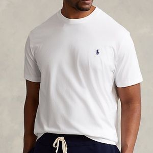 White Polo Ralph Lauren Crewneck Jersey T-Shirt with Navy Horse Emblem Size XXL